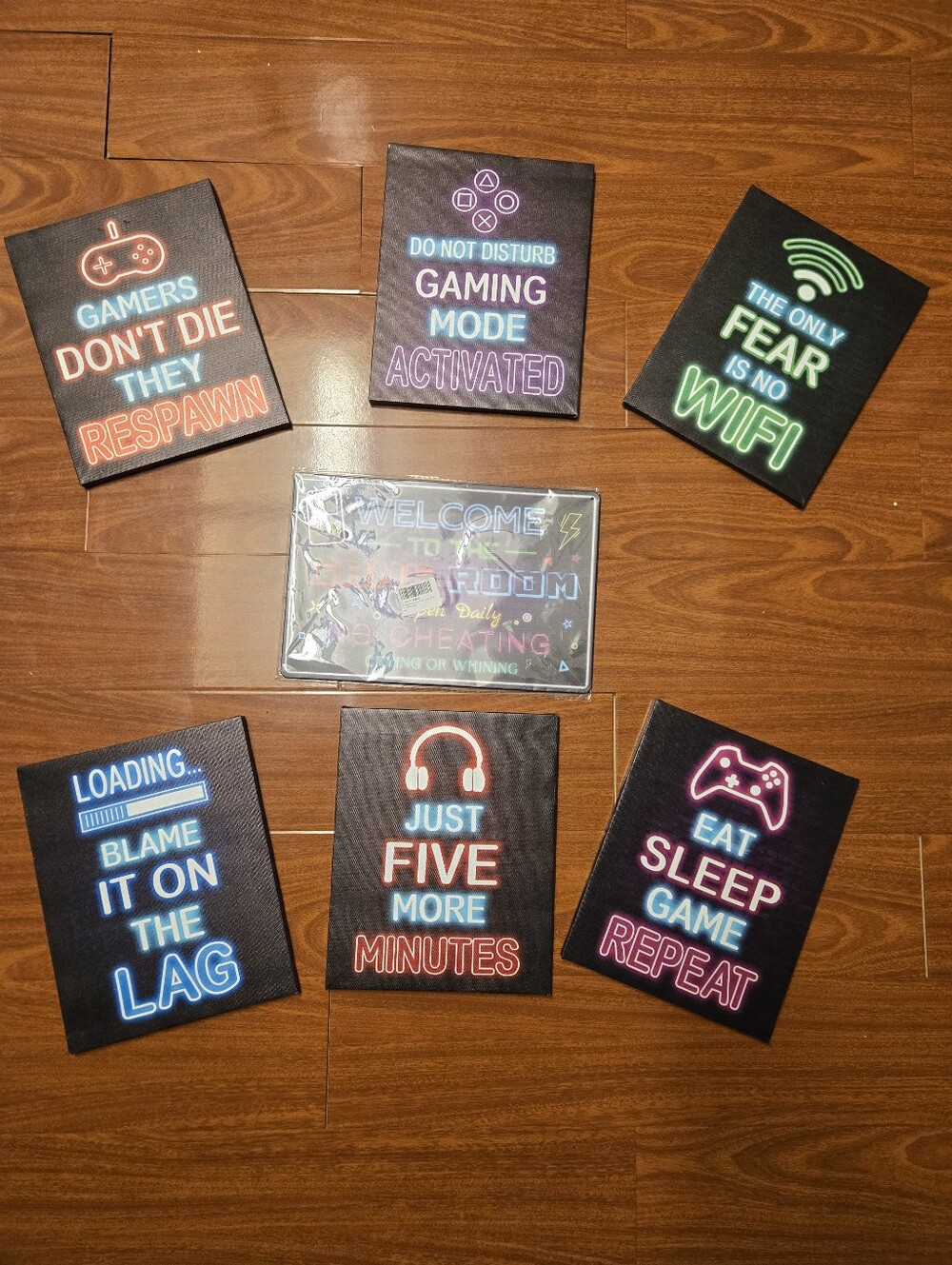 NWT Neon Gaming Wall Art Set - Multicolor Gamer Prints